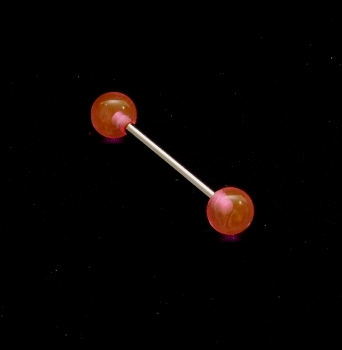 316L  steel Tongue Barbells with UV Glitter Balls