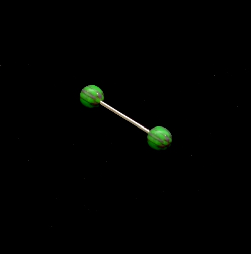 316L  steel Tongue Barbells with UV Glitter Balls - 2