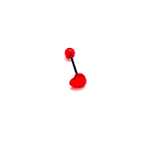 316L  steel Tongue Barbells with UV Glitter Balls heart - 6