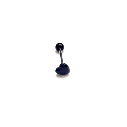 316L  steel Tongue Barbells with UV Glitter Balls heart - 5