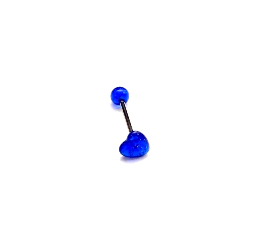 316L  steel Tongue Barbells with UV Glitter Balls heart - 9