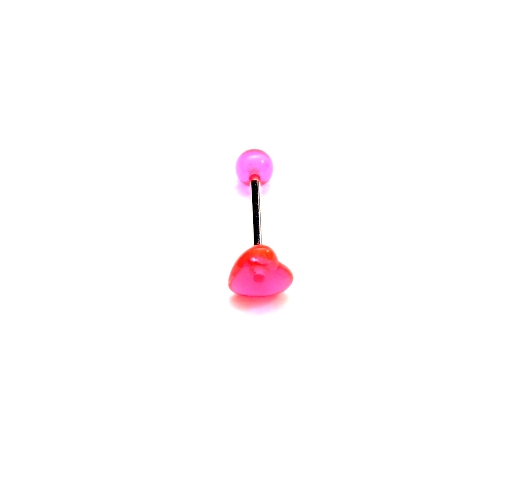 316L  steel Tongue Barbells with UV Glitter Balls heart - 2