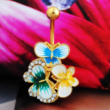 Gold Plated Navel Belly Button Ring Body Piercing - 6