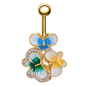 Gold Plated Navel Belly Button Ring Body Piercing - 3