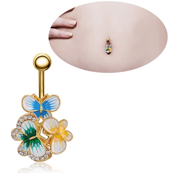 Gold Plated Navel Belly Button Ring Body Piercing