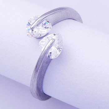 18K Vitguld Guldfyllda Guld Filled gulddoublé Ring CZ Förlovning - 2