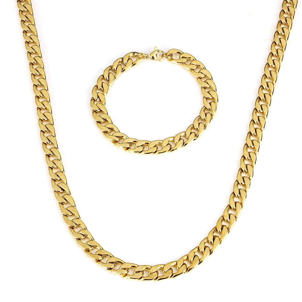 Rostfritt stål halsband + armband Set 11mm