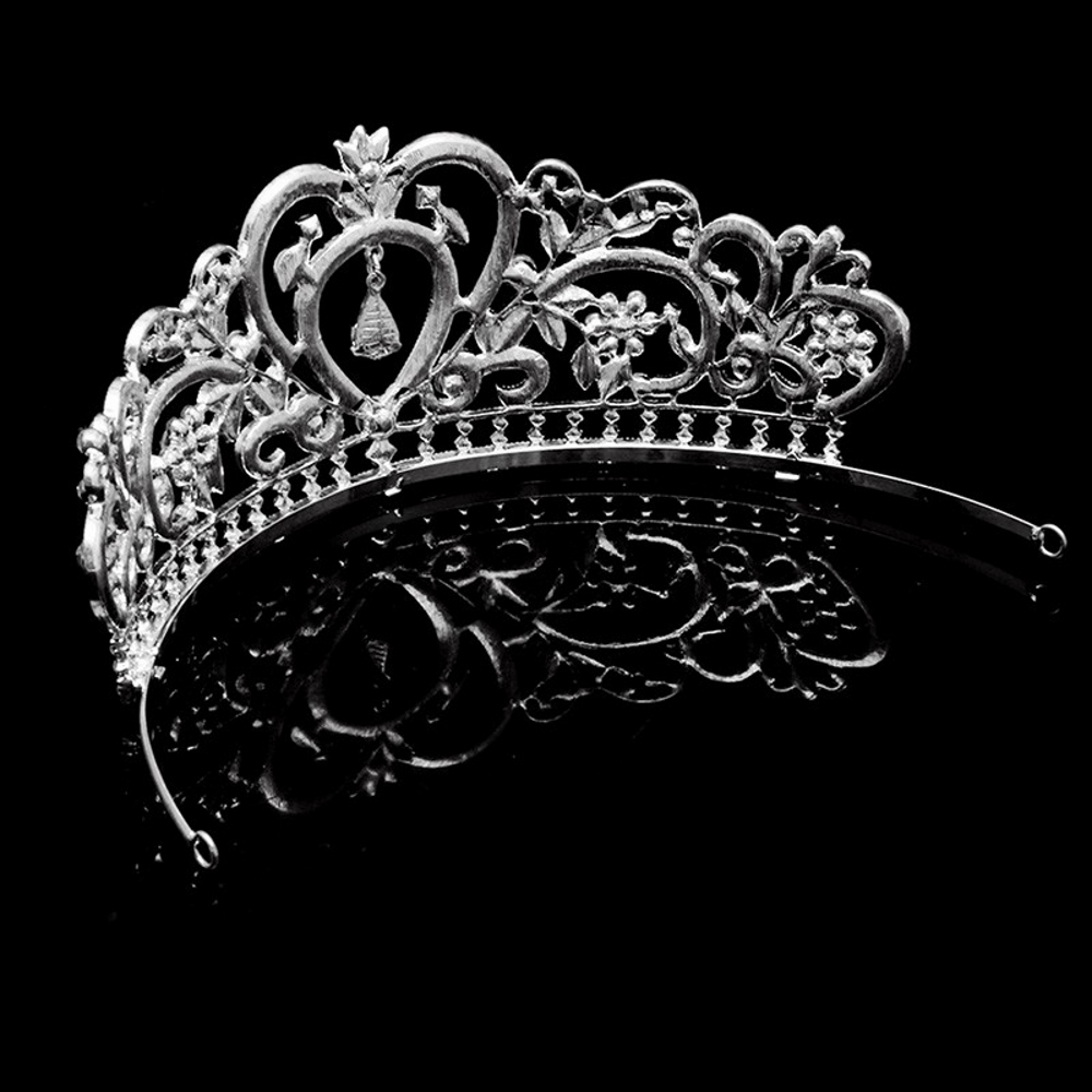 Kristall bröllop hår krona tiara SILVER - 3
