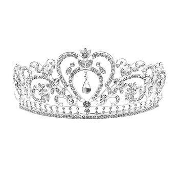 Kristall bröllop hår krona tiara SILVER
