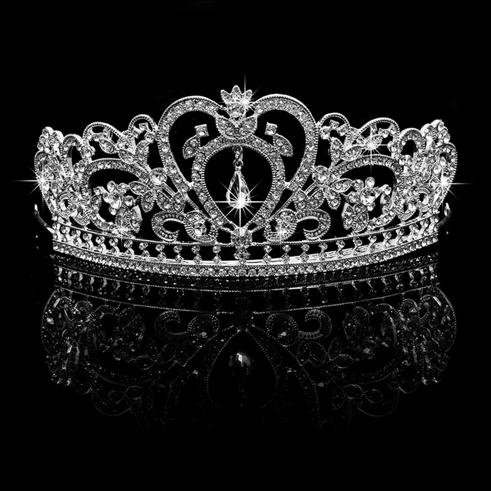 Kristall bröllop hår krona tiara SILVER - 4