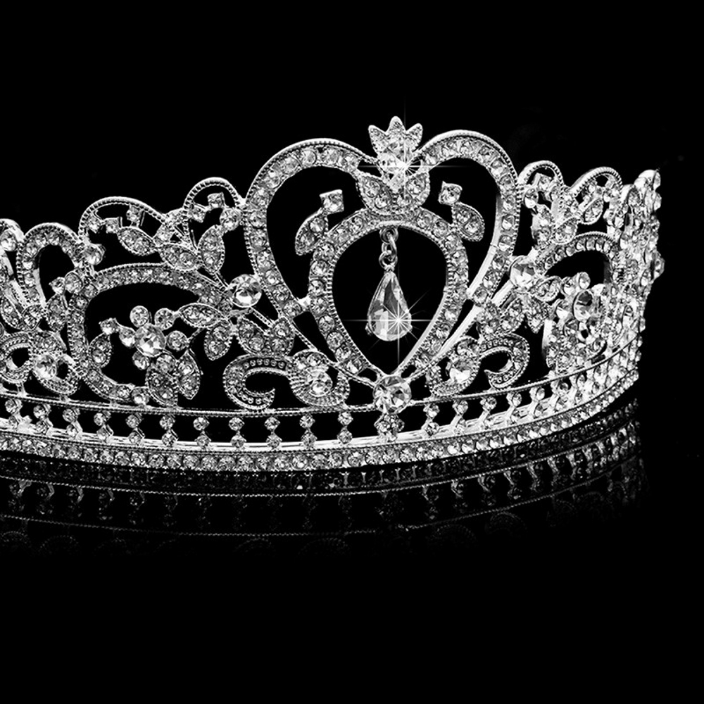 Kristall bröllop hår krona tiara SILVER - 2