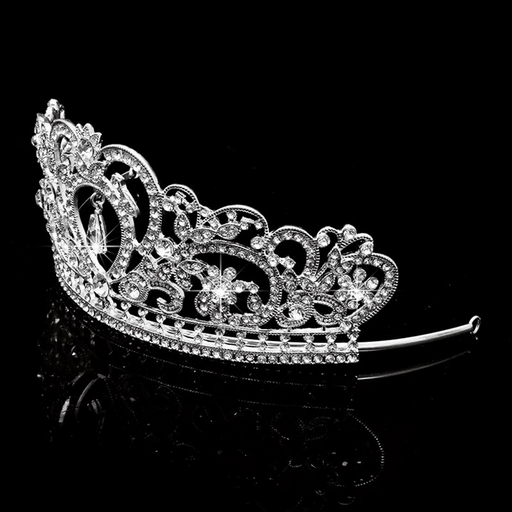 Kristall bröllop hår krona tiara SILVER - 6