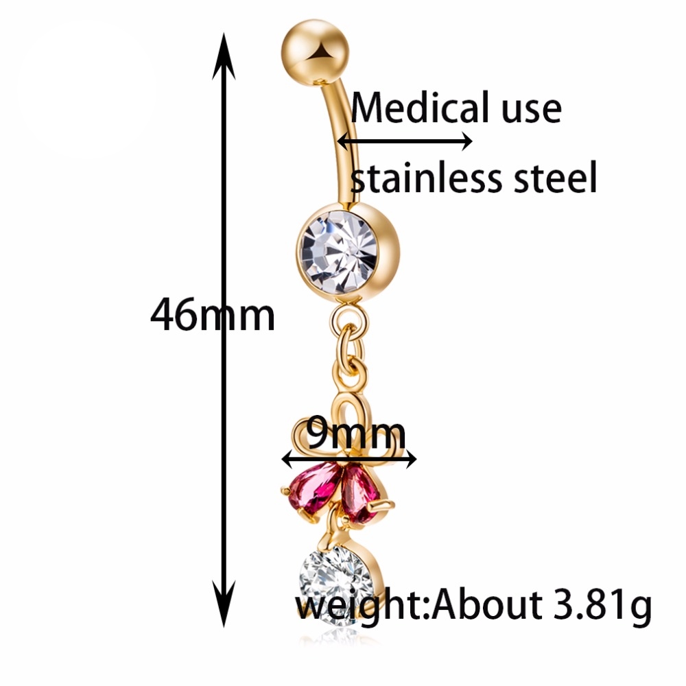 Gold Plated Navel Belly Button Ring Body Piercing Jewelry - 3