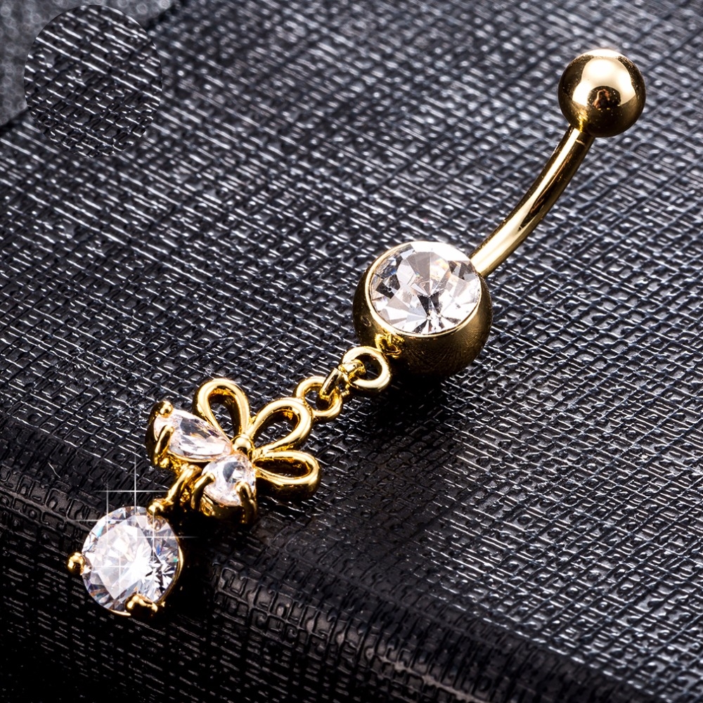 Gold Plated Navel Belly Button Ring Body Piercing Jewelry - 4