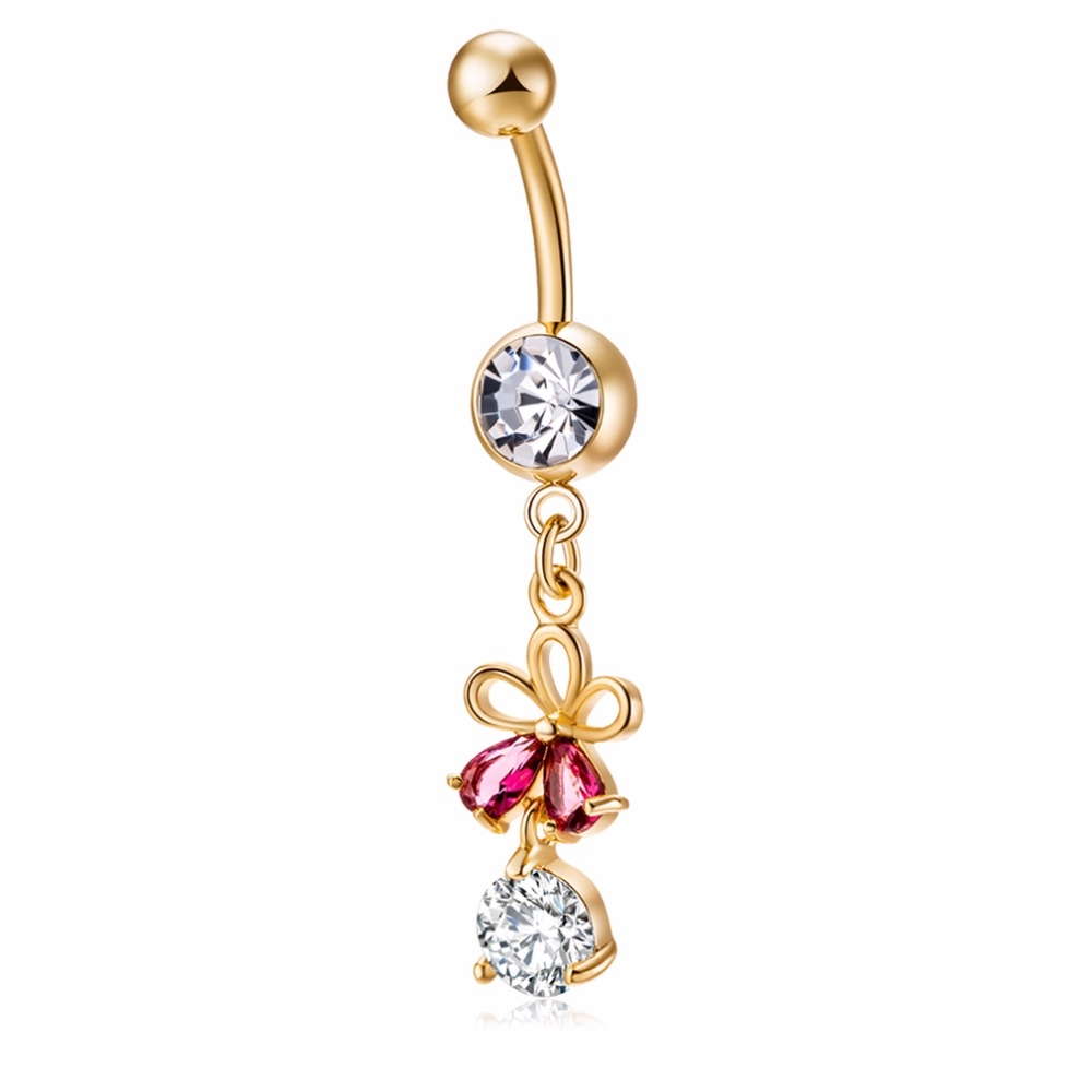 Gold Plated Navel Belly Button Ring Body Piercing Jewelry