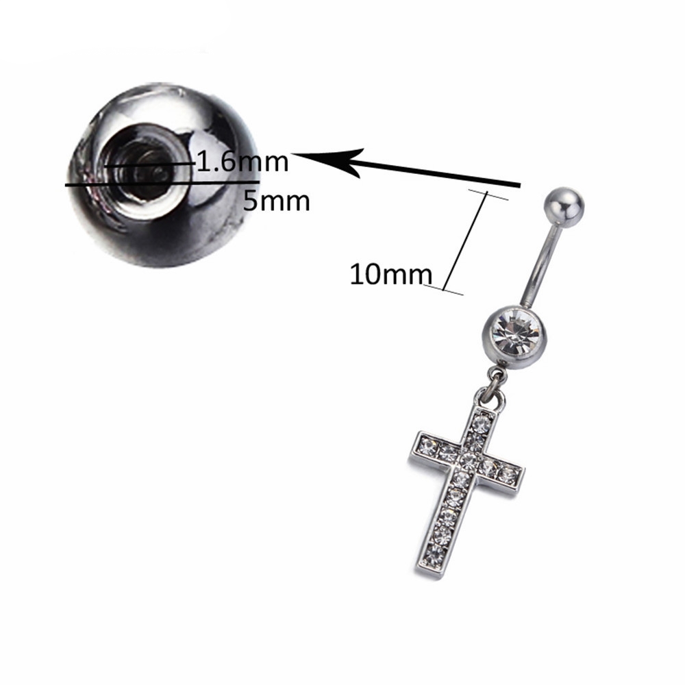 Belly Button Ring Body Jewelry Piercing Cross - 3