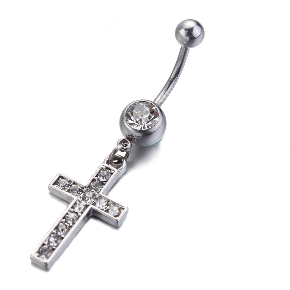 Belly Button Ring Body Jewelry Piercing Cross - 2