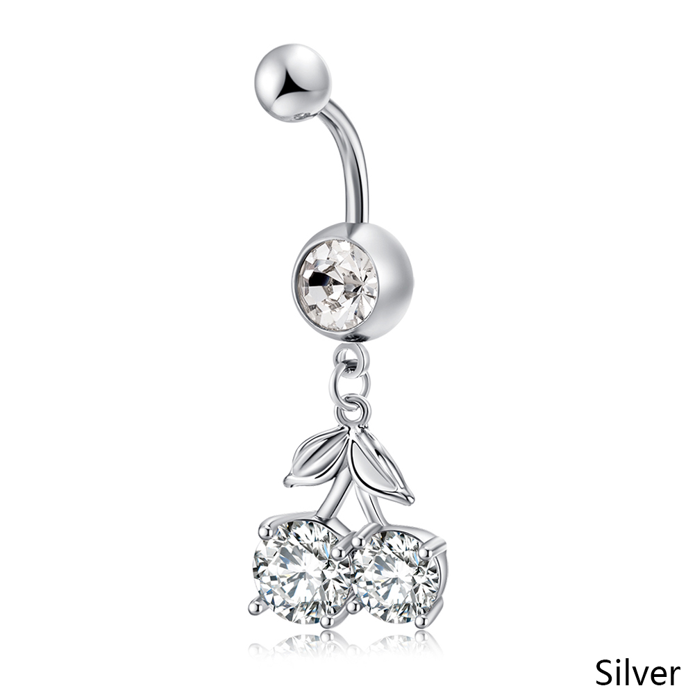 Guldpläterade navelpiercing CZ VIT SILVER/GULD