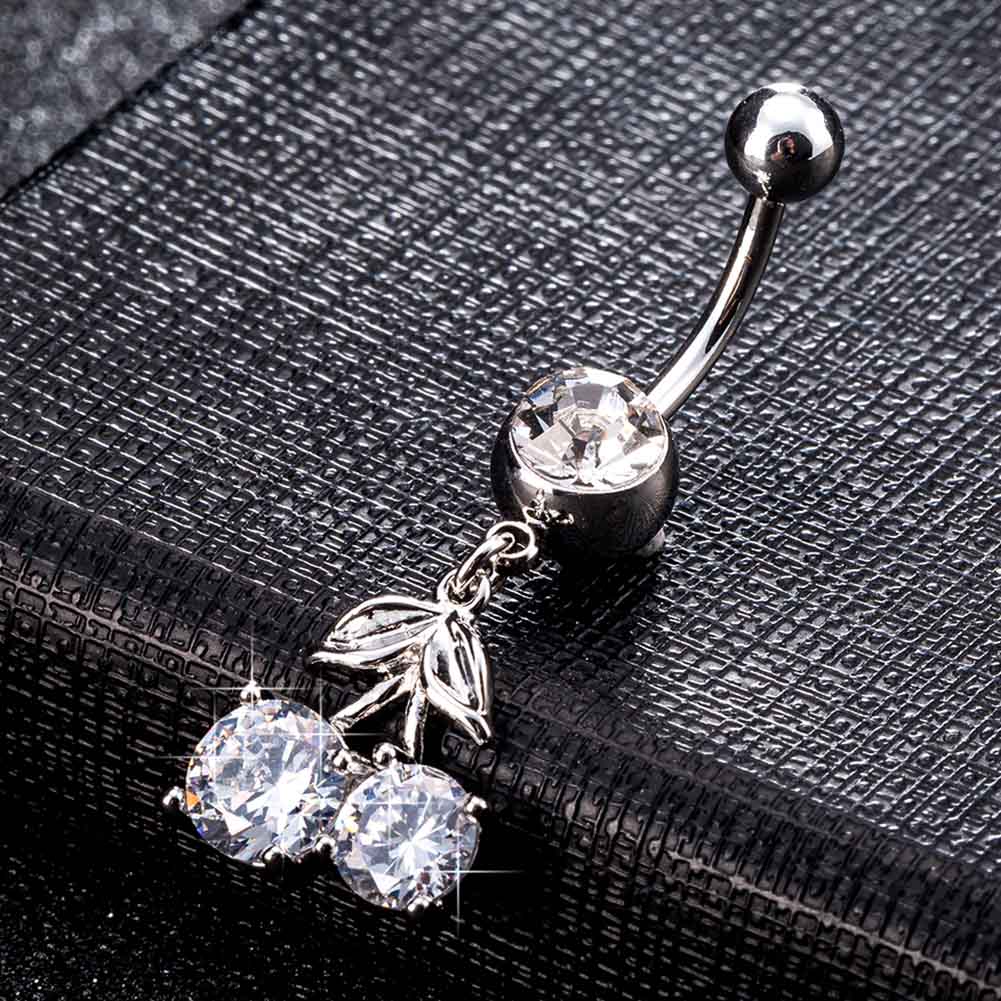 Guldpläterade navelpiercing CZ VIT SILVER/GULD - 4