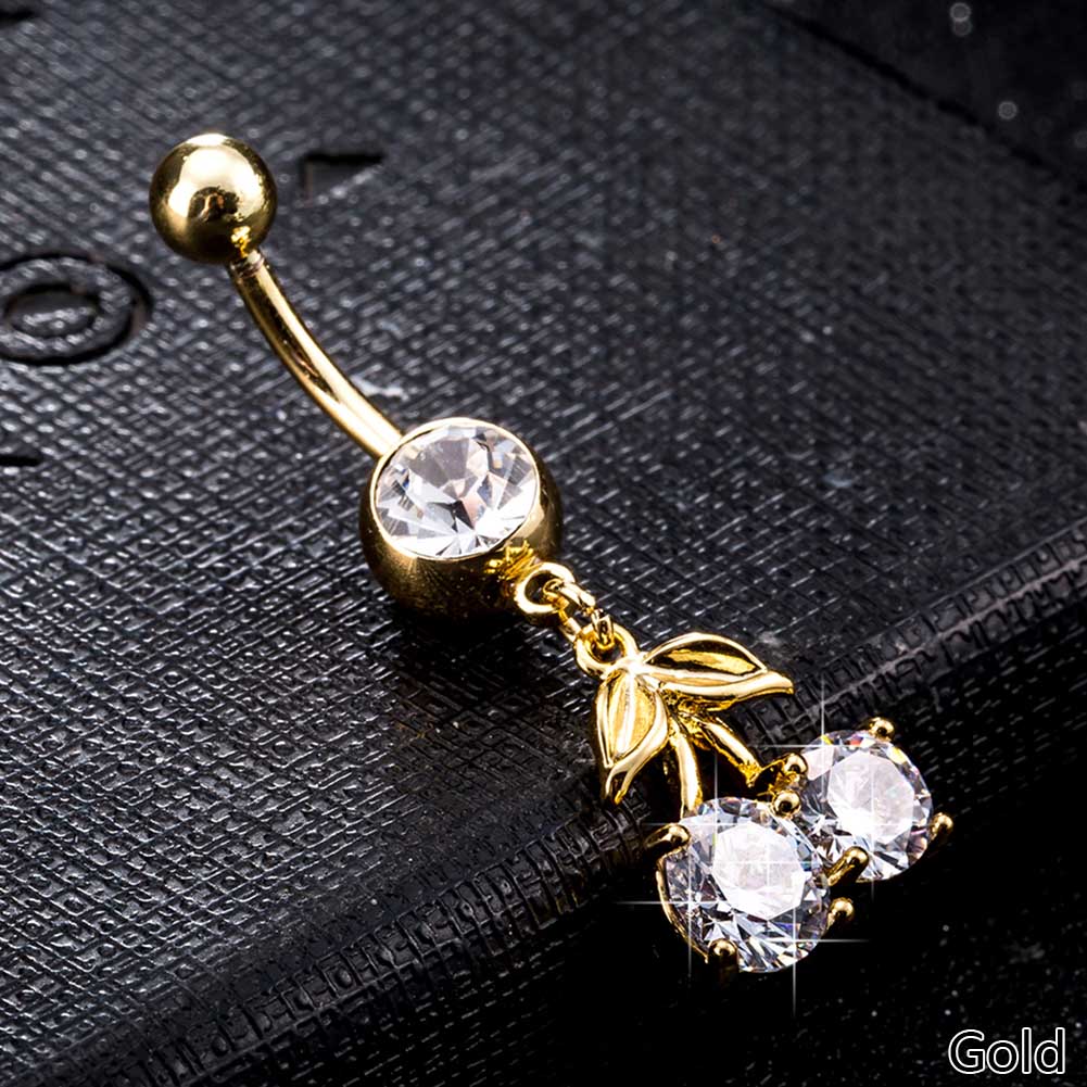Guldpläterade navelpiercing CZ VIT SILVER/GULD - 2