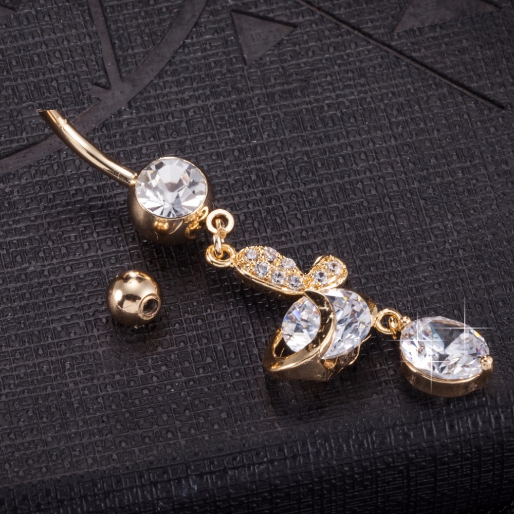 Gold Plated Navel Belly Button Ring Body Piercing Jewelry - 3
