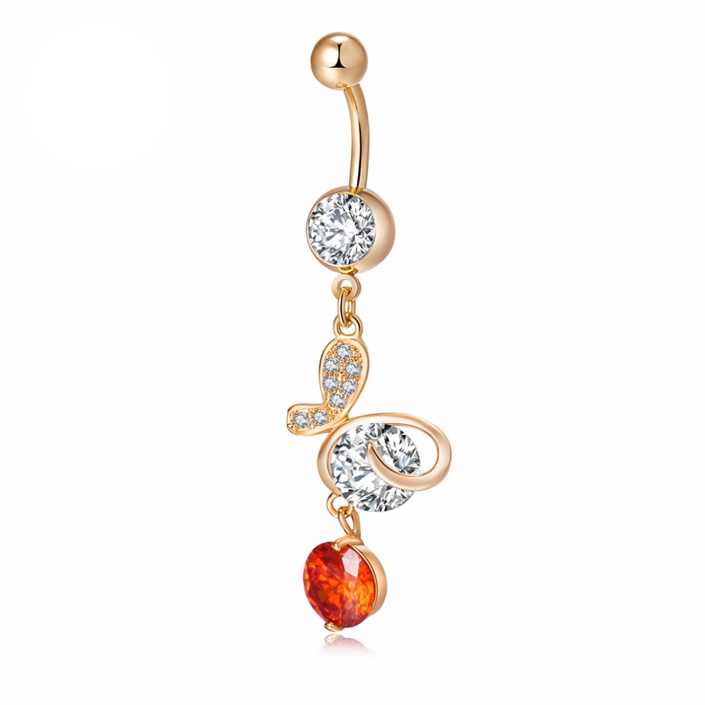 Gold Plated Navel Belly Button Ring Body Piercing Jewelry