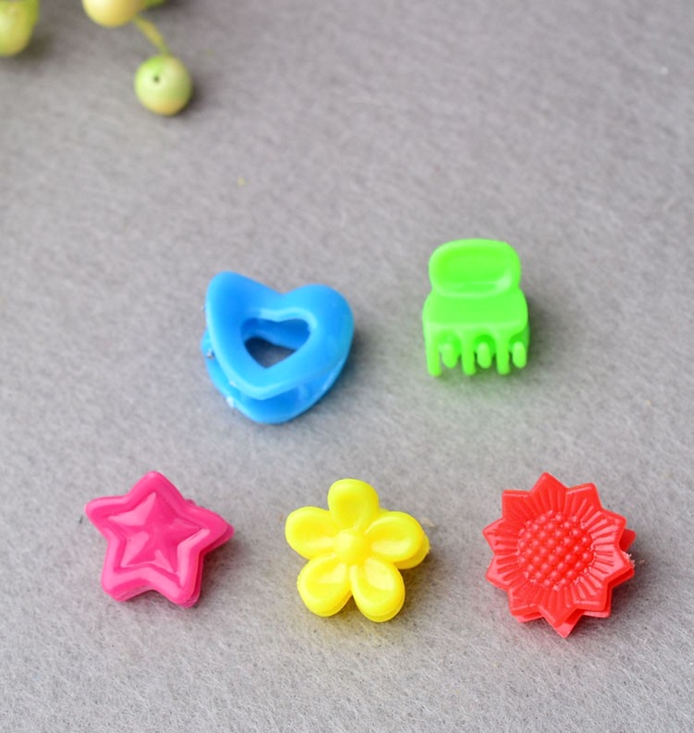 Mini Hair Claw Clamps Flower Heart Plastic Hair Clips 10pcs  - 3