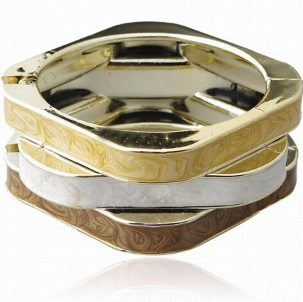 Ljus Cream Emalj Öppna Guld Armband