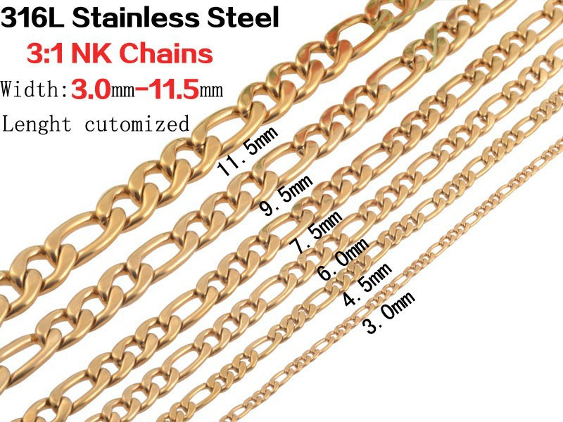 Rostfritt stål halsband + armband Set 11mm - 3