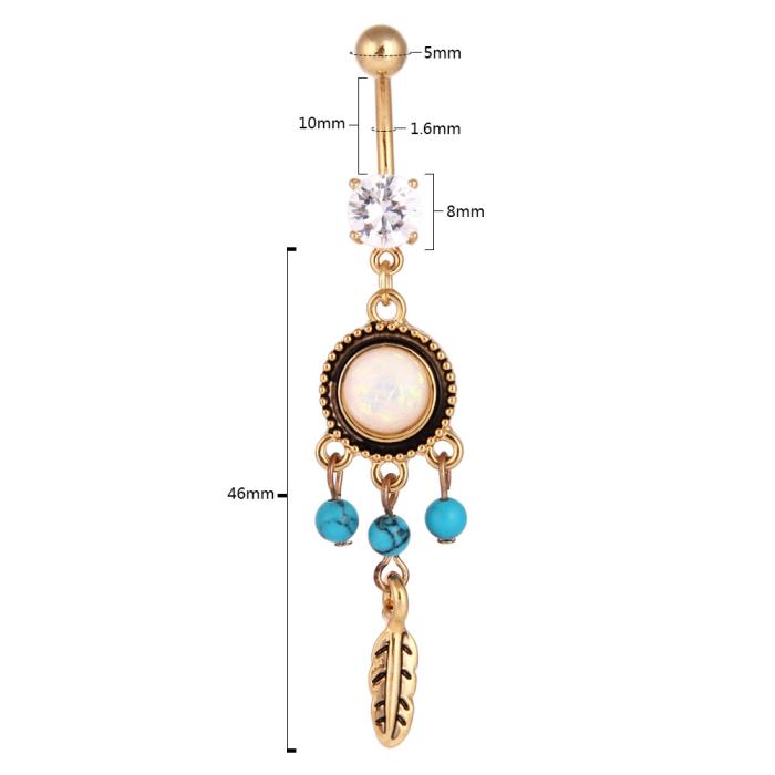 Navel Belly Button Ring Body Piercing Turquoise  - 2