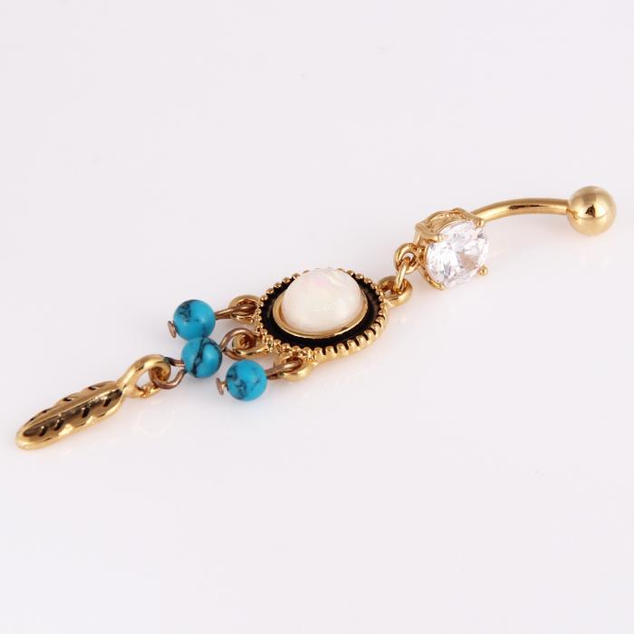 Navel Belly Button Ring Body Piercing Turquoise  - 4