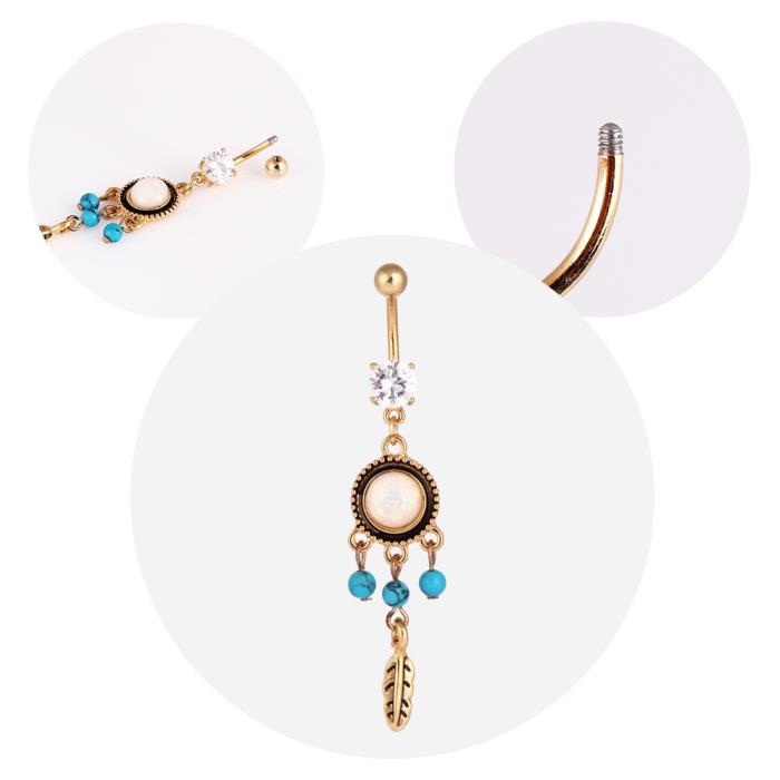 Navel Belly Button Ring Body Piercing Turquoise  - 3