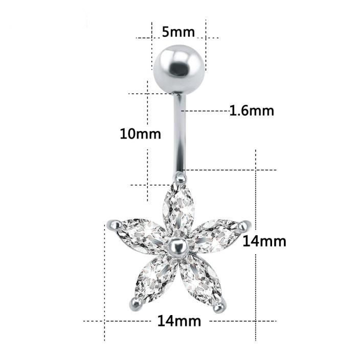 Navel Belly Button Ring Body Piercing FLOWER - 2