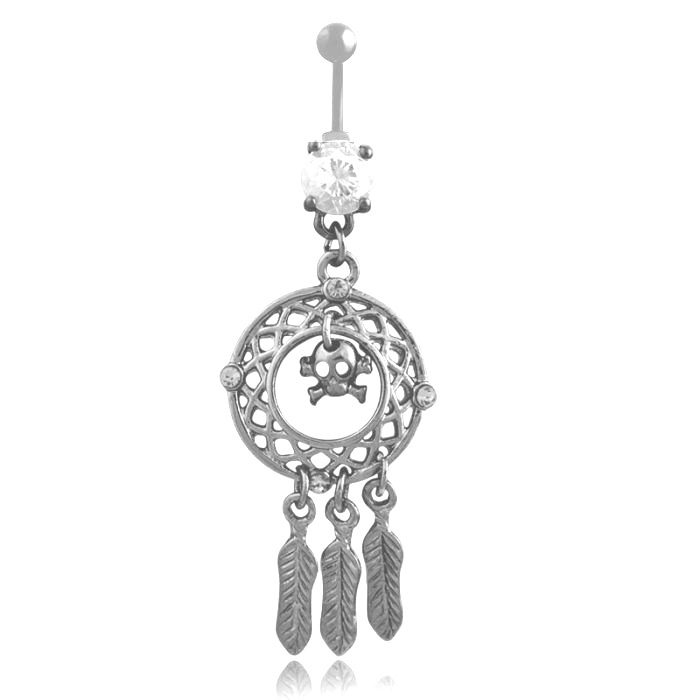Navel Belly Button Ring Body Piercing Skull 