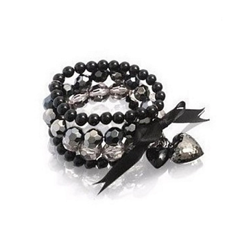 Armband svart hjärta, pärla