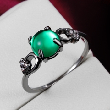 18K SVART Guldfyllda guld Filled gulddoublé Ring grön opal