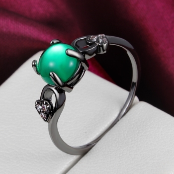 18K SVART Guldfyllda guld Filled gulddoublé Ring grön opal - 2