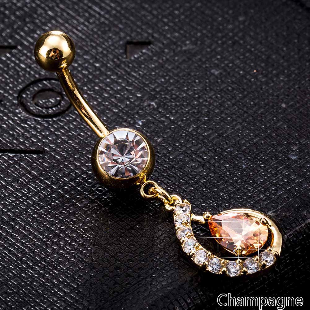Guldpläterade navelpiercing CZ  VIT, RÖD, ORANGE - 4