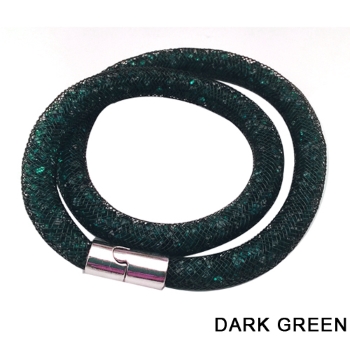 Stardust Bracelets Double Mesh Full Crystal Magnetic Clasp Wrap GREEN