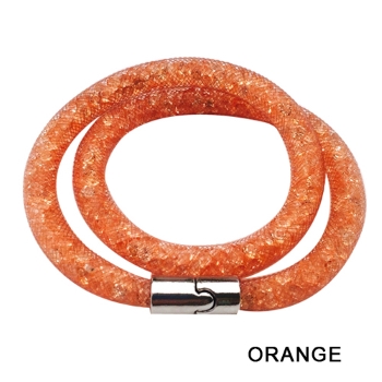 Stardust Bracelets Double Mesh Full Crystal Magnetic Clasp Wrap Orange