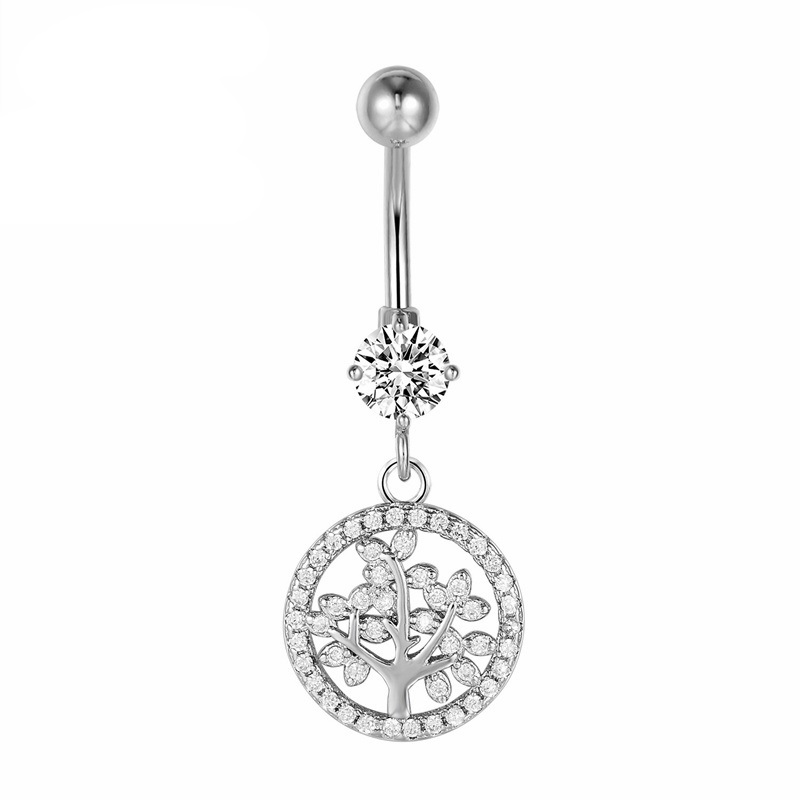 Bright CZ Diamond Flower Ring G23 Titanium NAVEL