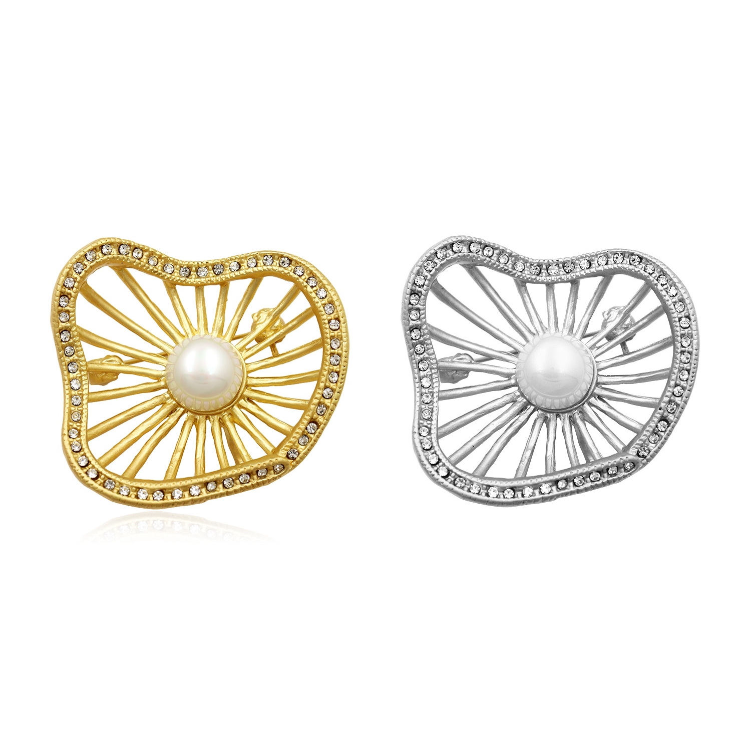 Brosch Kristall pärla SILVER/GULD