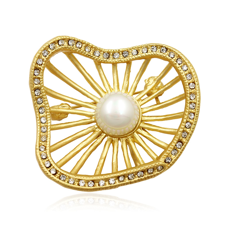 Brosch Kristall pärla SILVER/GULD - 4