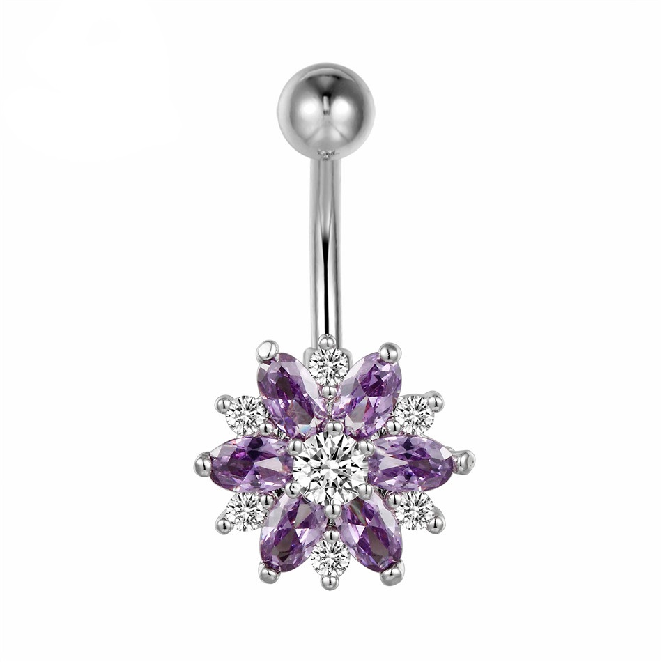 Ljusa CZ G23 Titan navelpiercing 14G 12mm 