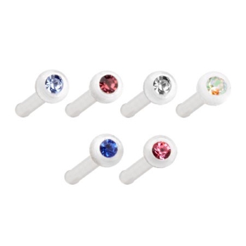 Blandade Färger Bioplast Sten näsa ben 20 Gauge 0.8 * 8 * 2 mm Nose Stud Body