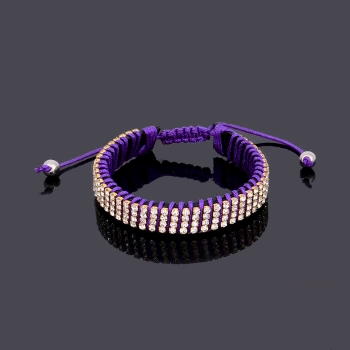 Rhinestone Knit Handmade Adjustable Link Bracelet