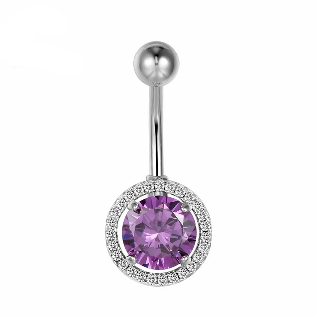 Bright CZ Diamond Flower Ring G23 Titanium NAVEL