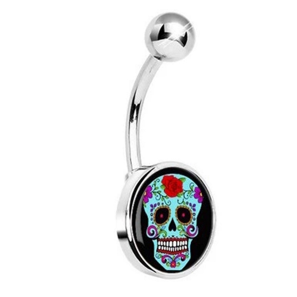 Navel Belly Button Ring Body Piercing Jewelry Skull 