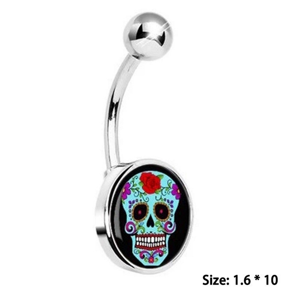 Navel Belly Button Ring Body Piercing Jewelry Skull  - 2