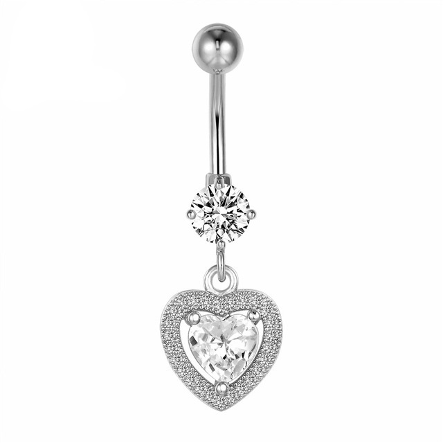 Ljusa CZ G23 Titan navelpiercing 14G 12mm 